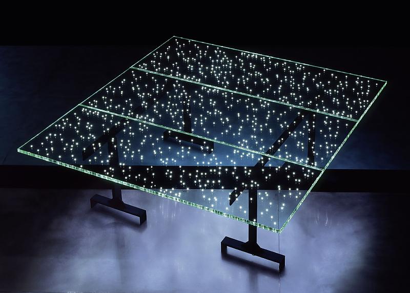 led glass table